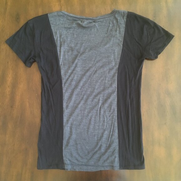 Madewell Silk Basic T Shirt XS Small Black Gray Colorblock Pocket Hi Line Tee - Picture 7 of 9